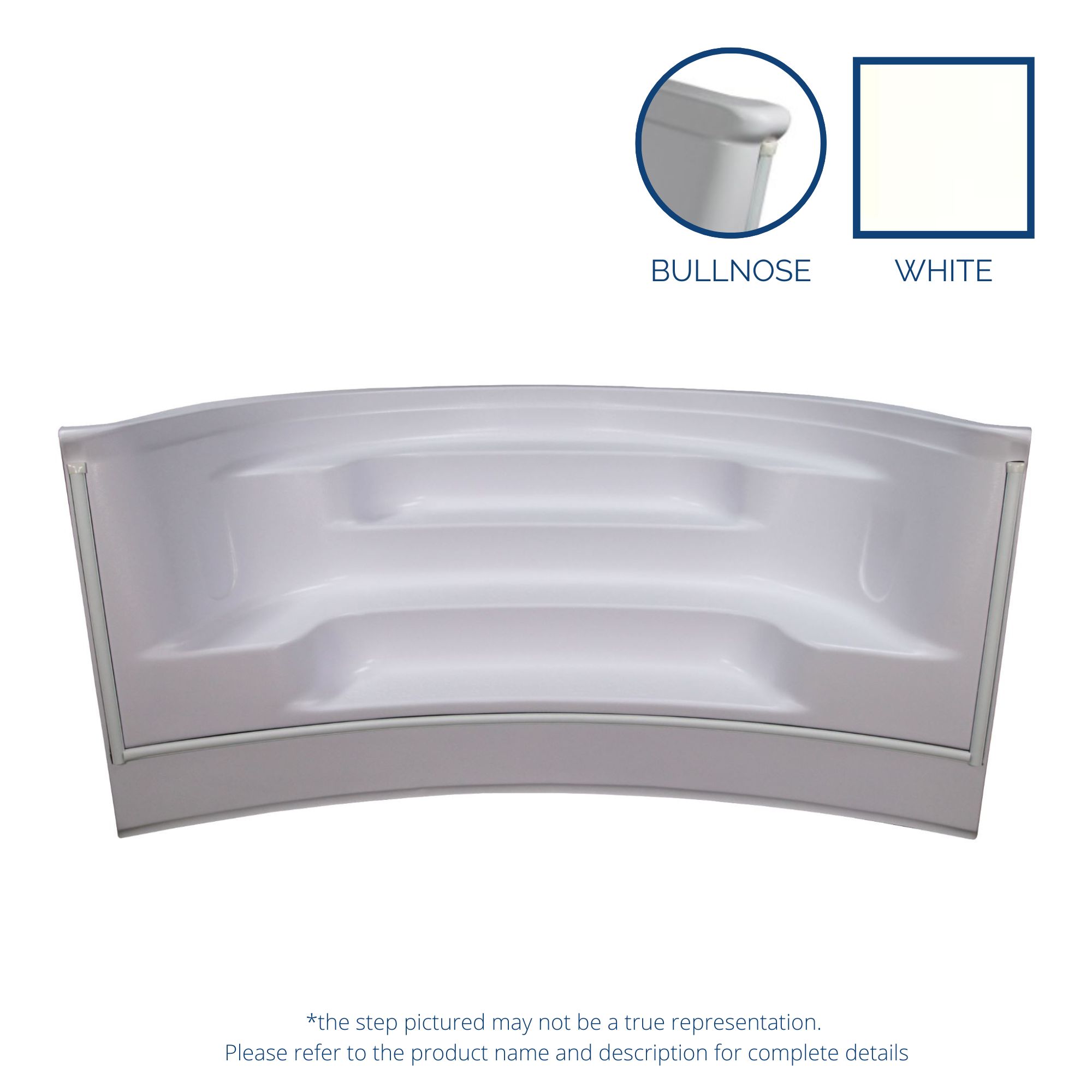 8'x9' Radius Front Roman Back Step White Bullnose Alps (No Jets)